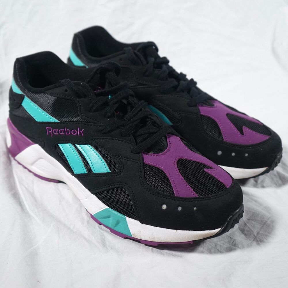Reebok Classics Aztrek Hexalite Men's Black White Purple Shoes Size 9.5